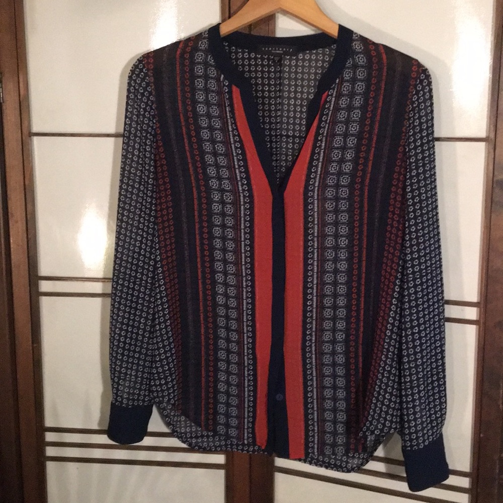 Sheer Boho Chic Button-Down Blouse - image 2